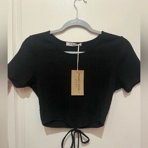 Women’s black tie cropped top
